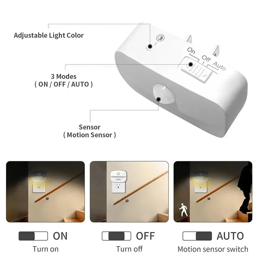 Automatic LED Bedside Lamp Soft Warm Glow