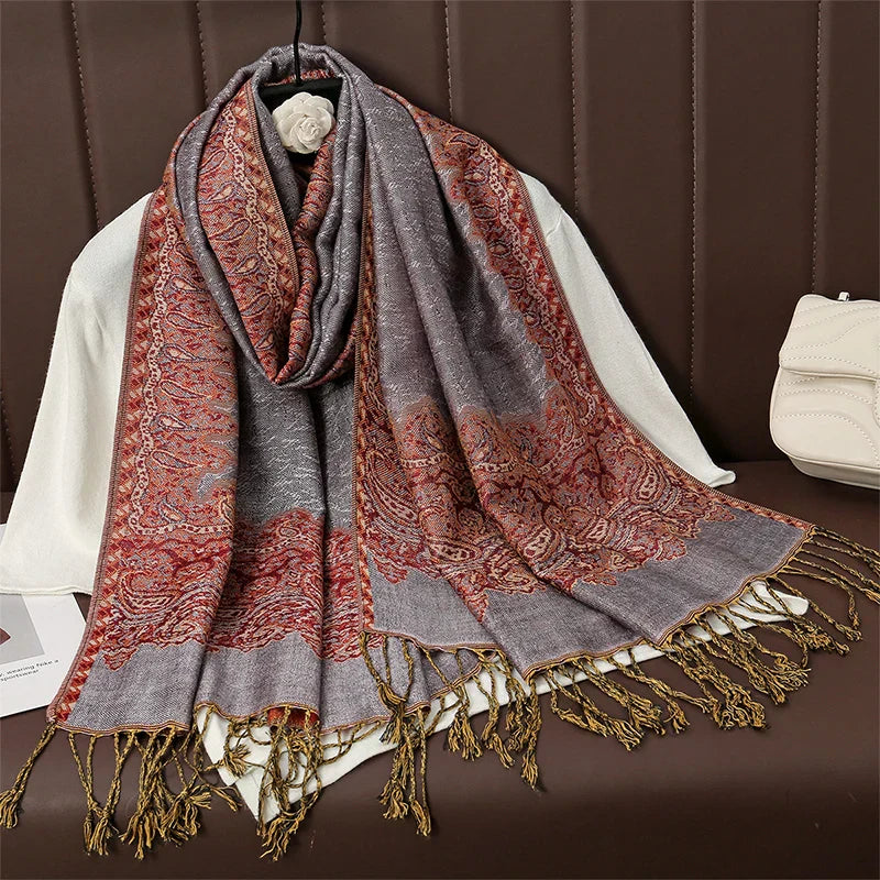 Soft Cashmere Women's Scarf with Warm Luxury Print