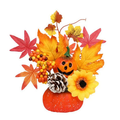 Autumn Decor Pumpkin with Artificial Flowers