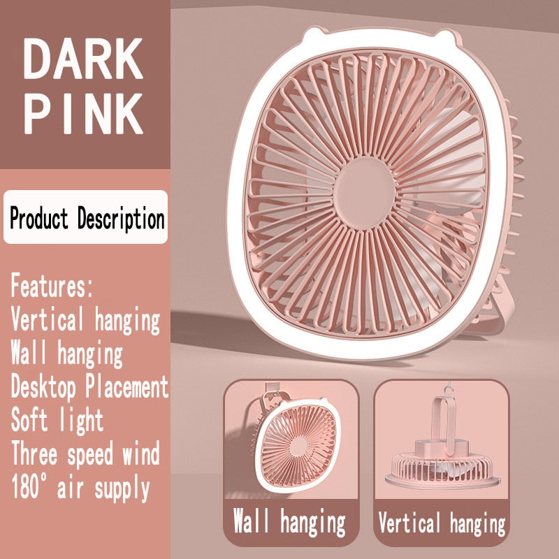 Compact USB Rechargeable Night Light Fan Cooler