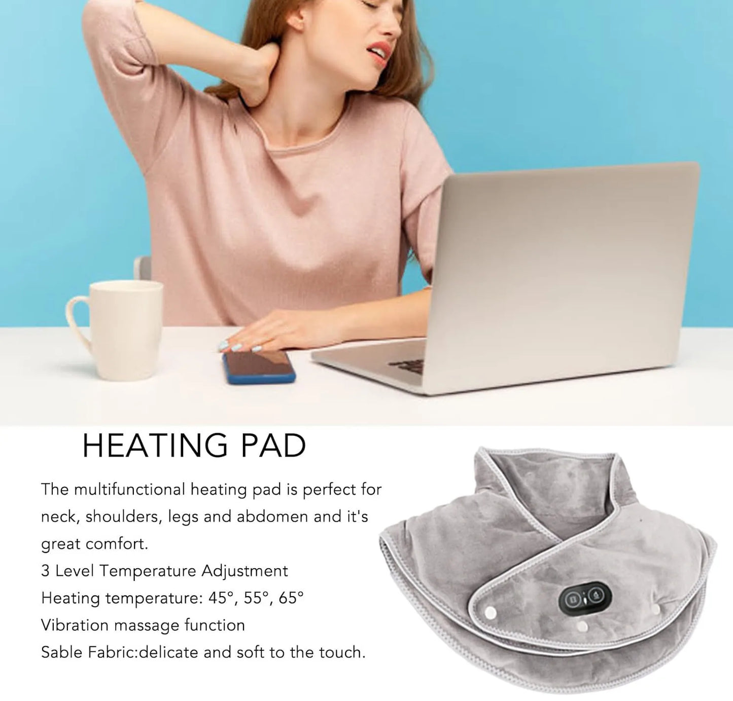 Cozy Heated Massage Pillow with USB Vibration Therapy