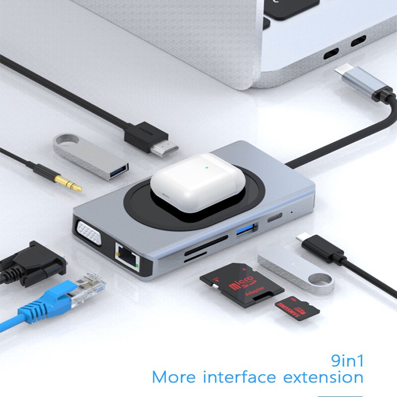 Quick USB C Dock with Qi Charging Station - Luxicro