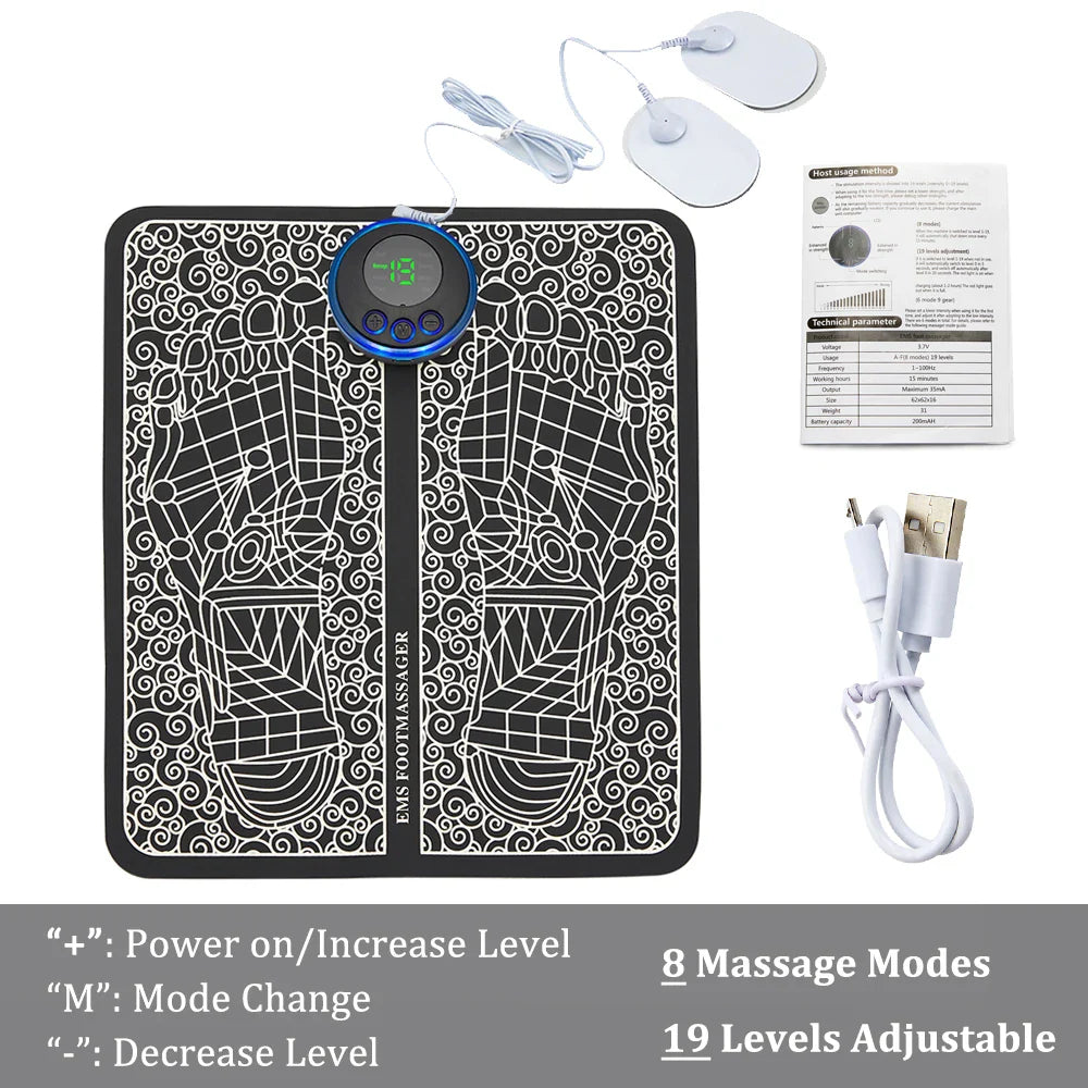 Electric Foot Massage Mat - 8 Modes Rechargeable