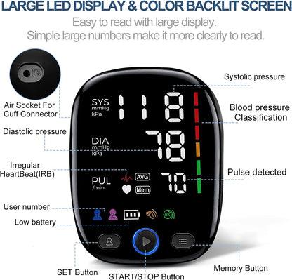 Accurate Home Blood Pressure Tracker with Easy Read Display