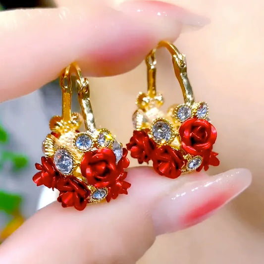 Beautiful Pink Crystal Drop Earrings - Luxicro