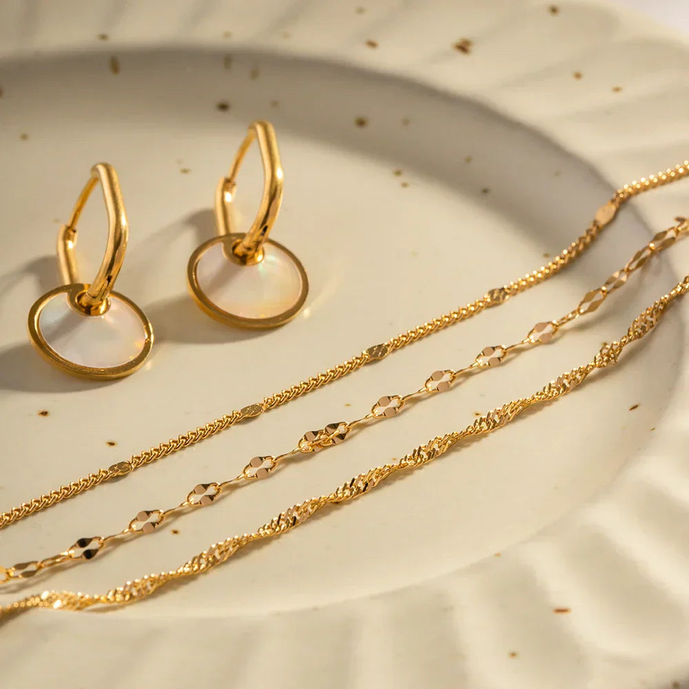 Dainty Triple Layer Gold Chain Necklace Set