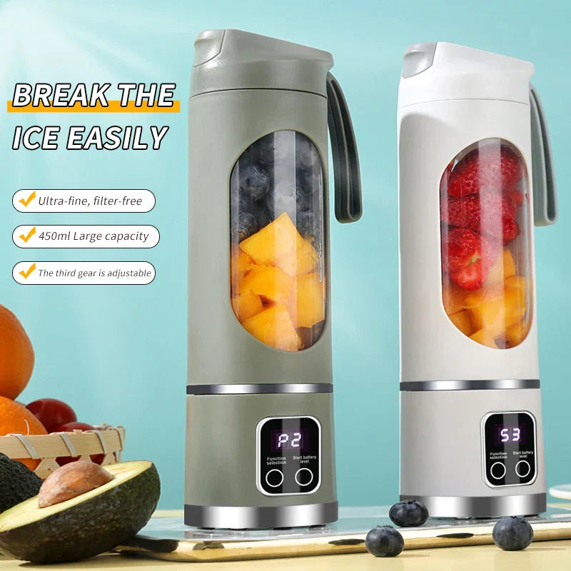 Compact Travel Blender 450ml Rechargeable 8-Blade Mixer Cup - Luxicro