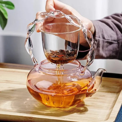 Elegant Floral Glass Teapot Infuser Set