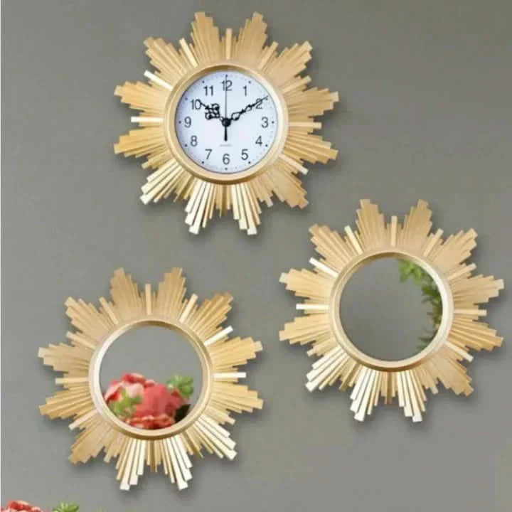Luxury Clock and Mirror Home Decor Set