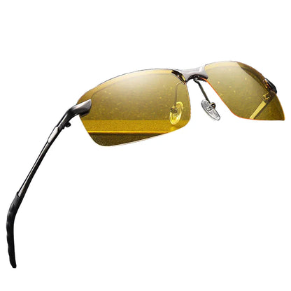 Anti Glare Night Vision Sunglasses Lightweight Metal Frame UV Protection - Luxicro