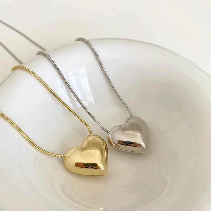 Trendy Heart Link Silver Chain Necklace