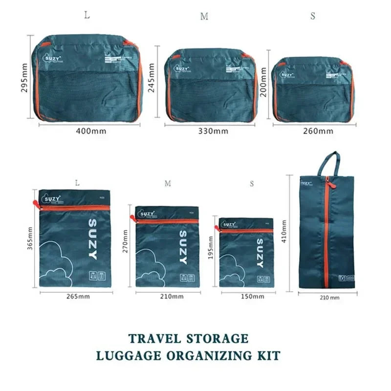 Compact Travel Bag Set 7-Piece Luggage Organizer