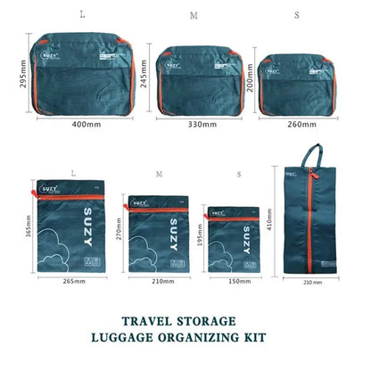 Compact Travel Bag Set 7-Piece Luggage Organizer