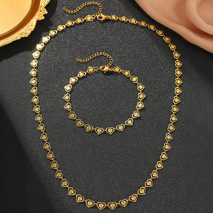 Lovely Heart Link Necklace Set