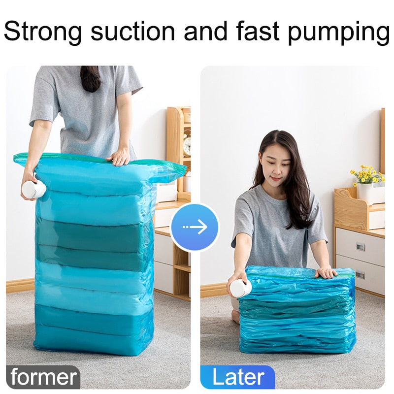 Compact Storage Bag with Portable Vacuum Sealer