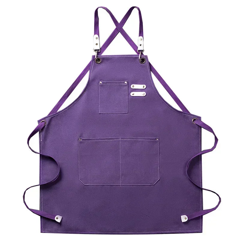 Practical Adjustable Cross Back Apron With Pockets