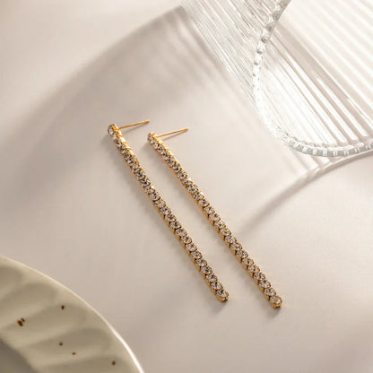 Elegant 18k Gold Tassel Dangle Earrings