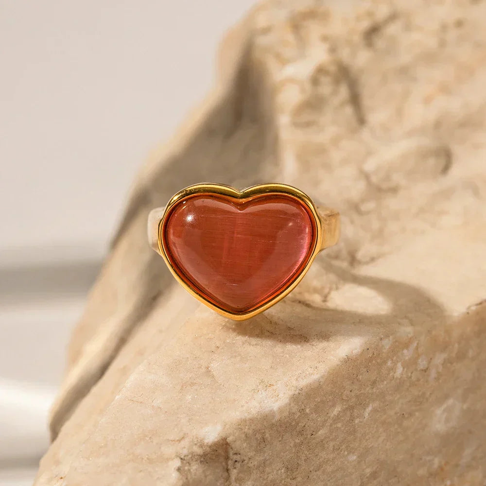 Lovely Pink Gold Heart Ring