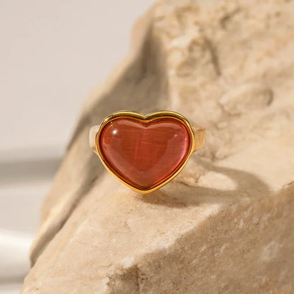 Lovely Pink Gold Heart Ring