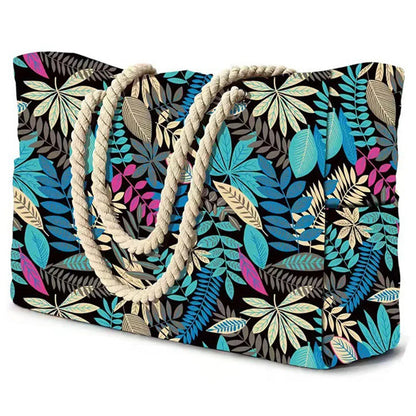Vibrant Patterned Zip Beach Tote Bag
