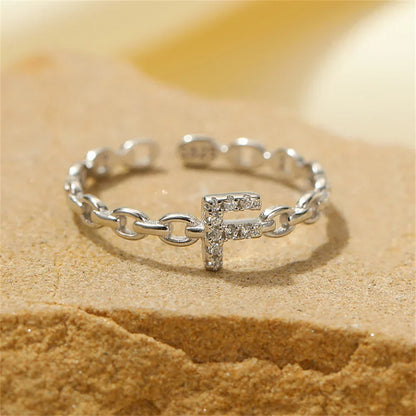 Elegant Initial Diamond Letter Ring