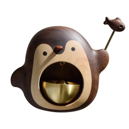 Adorable Wooden Penguin Door Bell