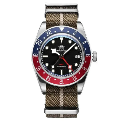 Waterproof 39mm Quartz Diver Watch, 200M Swiss Movement