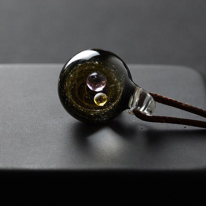 Cosmic Solar System Pendant Necklace