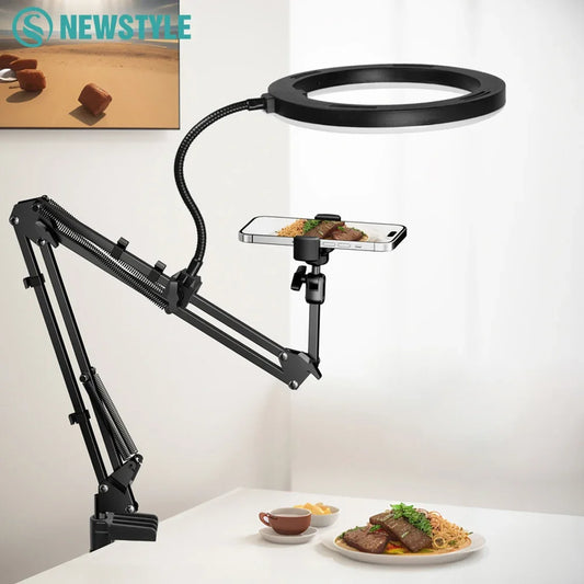 Compact Rechargeable Ring Light with Phone Holder - Luxicro