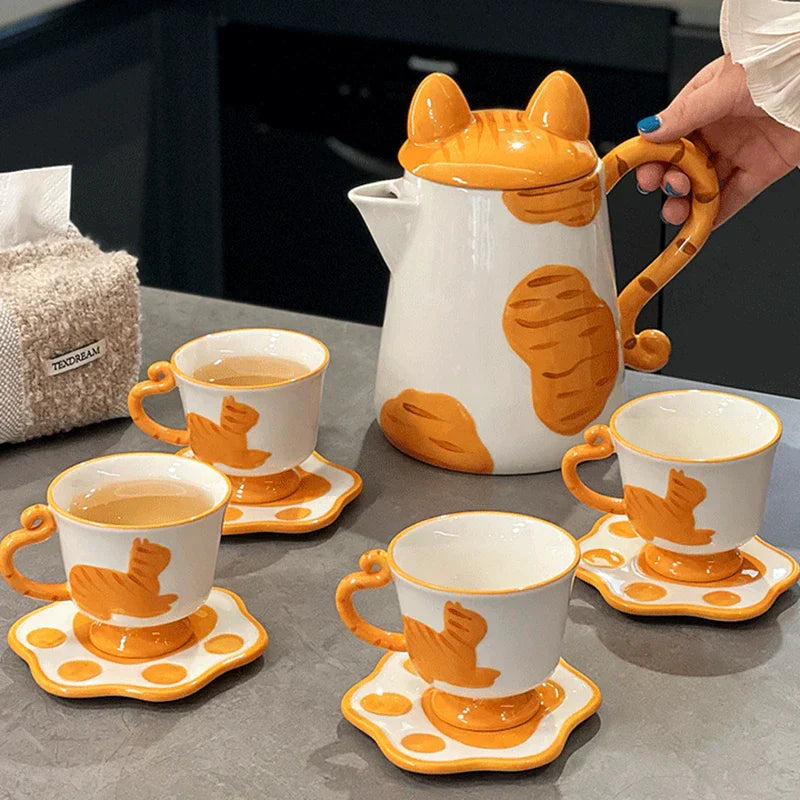 Colorful Cat Ceramic Coffee Mug Set - Luxicro