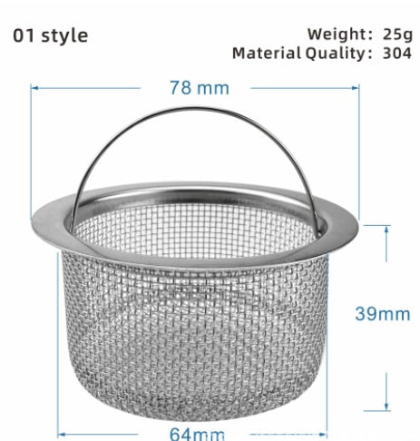 Simple Mesh Kitchen Sink Filter Stainless Steel Strainer