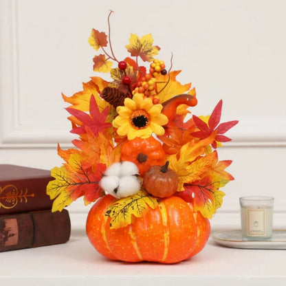 Autumn Decor Pumpkin with Artificial Flowers