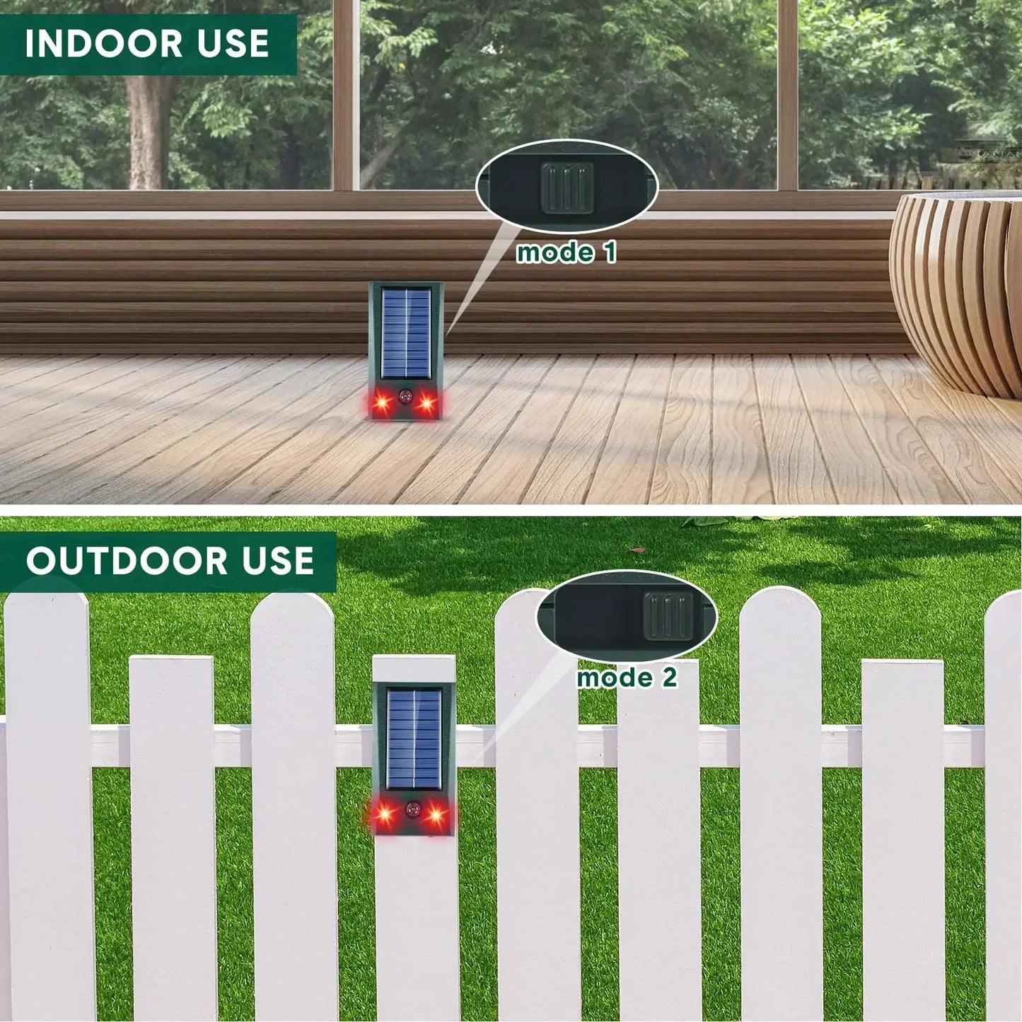 Outdoor Solar Powered Bird Repellent with LED Light