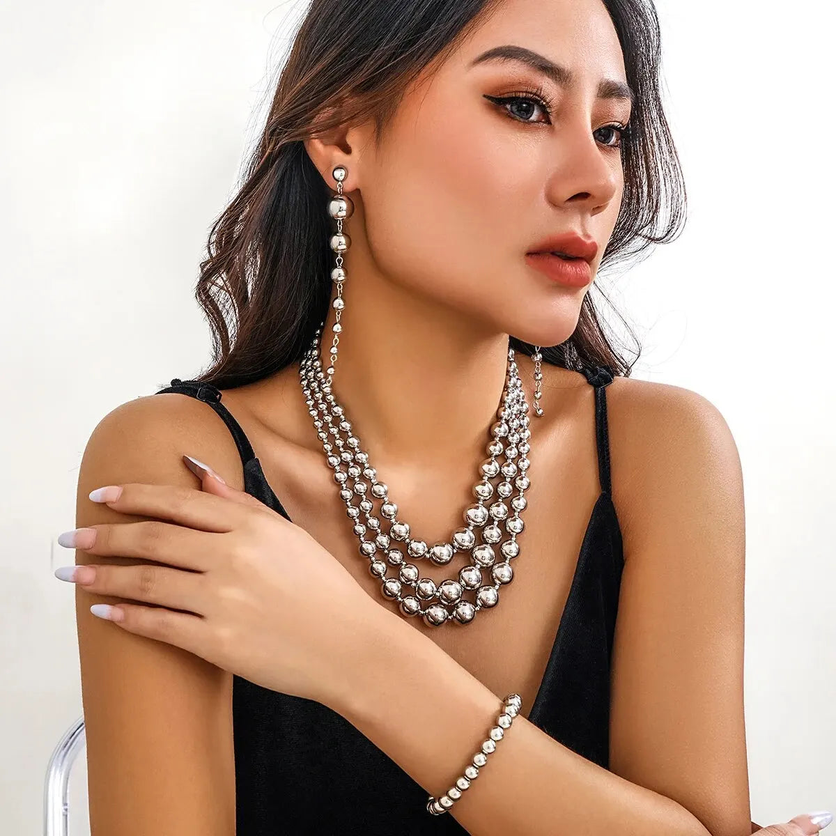 Fashionable 3pc Earring Necklace Bracelet Set