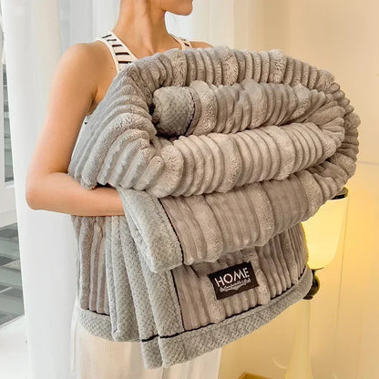 Cozy Bunny Warm Throw Blanket Soft Coral Fleece
