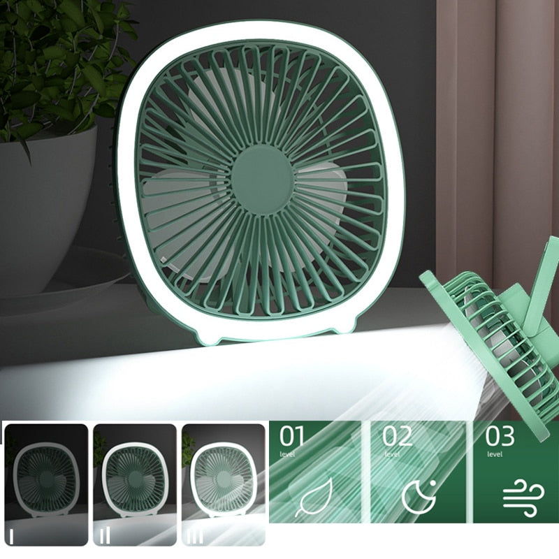 Compact Rechargeable LED Night Lamp Fan