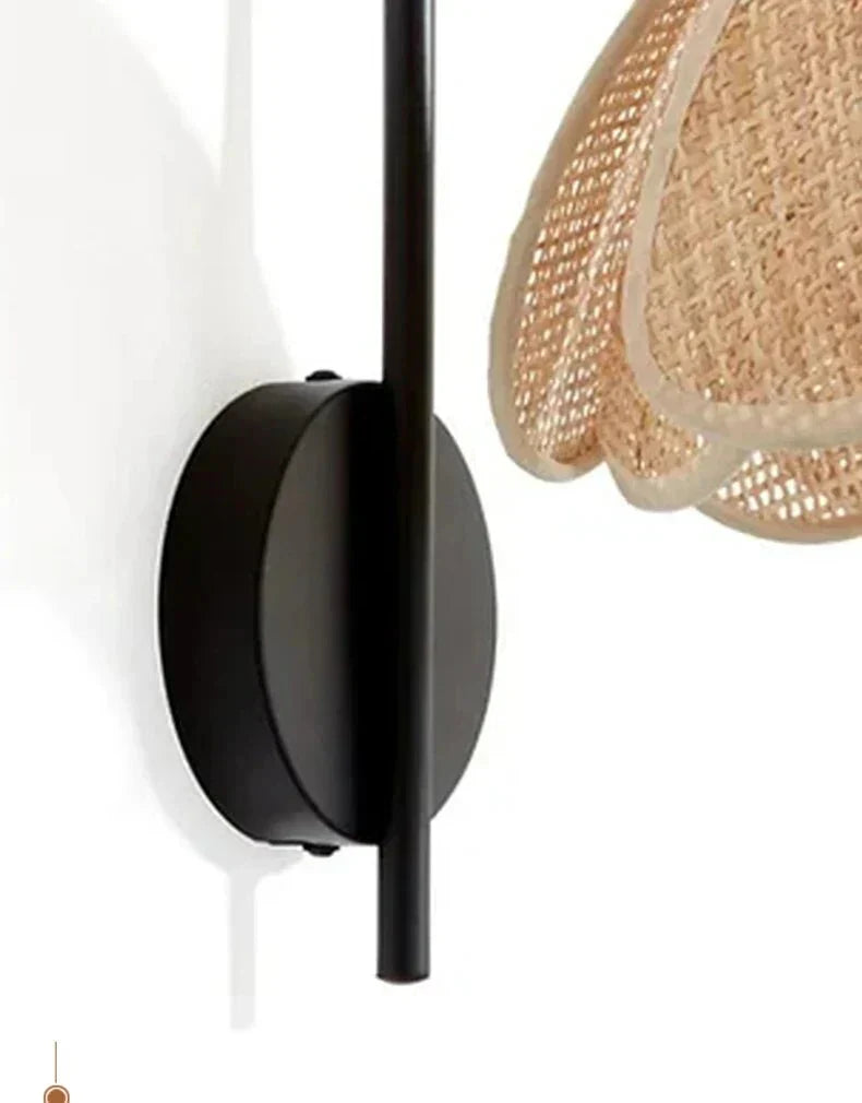 Rustic Textile Wall Light - Warm Floral Shade