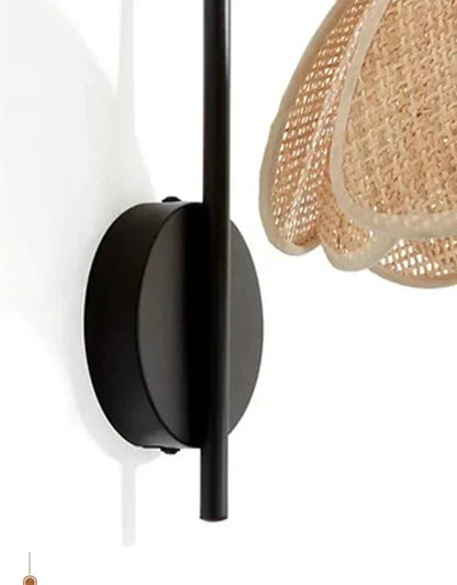 Rustic Textile Wall Light - Warm Floral Shade