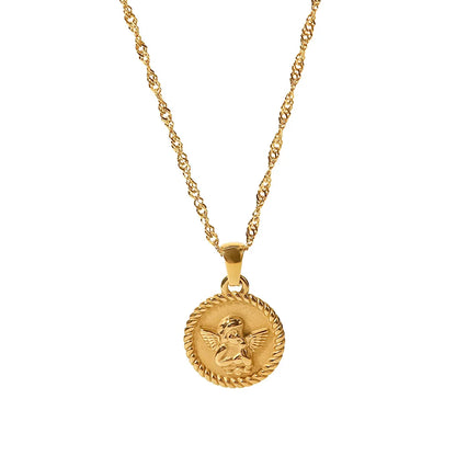 Elegant 18k Gold Angel Pendant Necklace