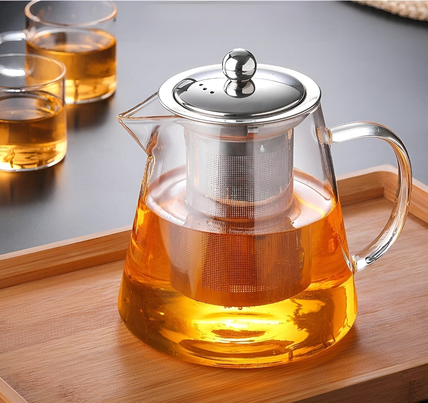 Luxury Glass Teapot with Stainless Steel Strainer