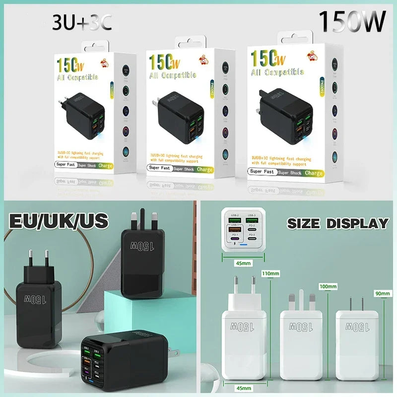 Fast 6-Port USB Charger Adapter for iPhone & Samsung