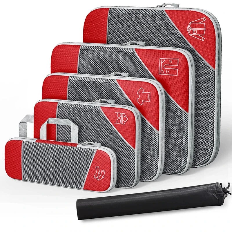 Compact Travel Packing Cube Set 6 Piece Waterproof Bags