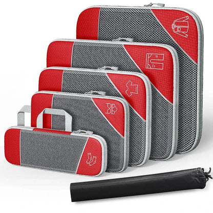 Compact Travel Packing Cube Set 6 Piece Waterproof Bags