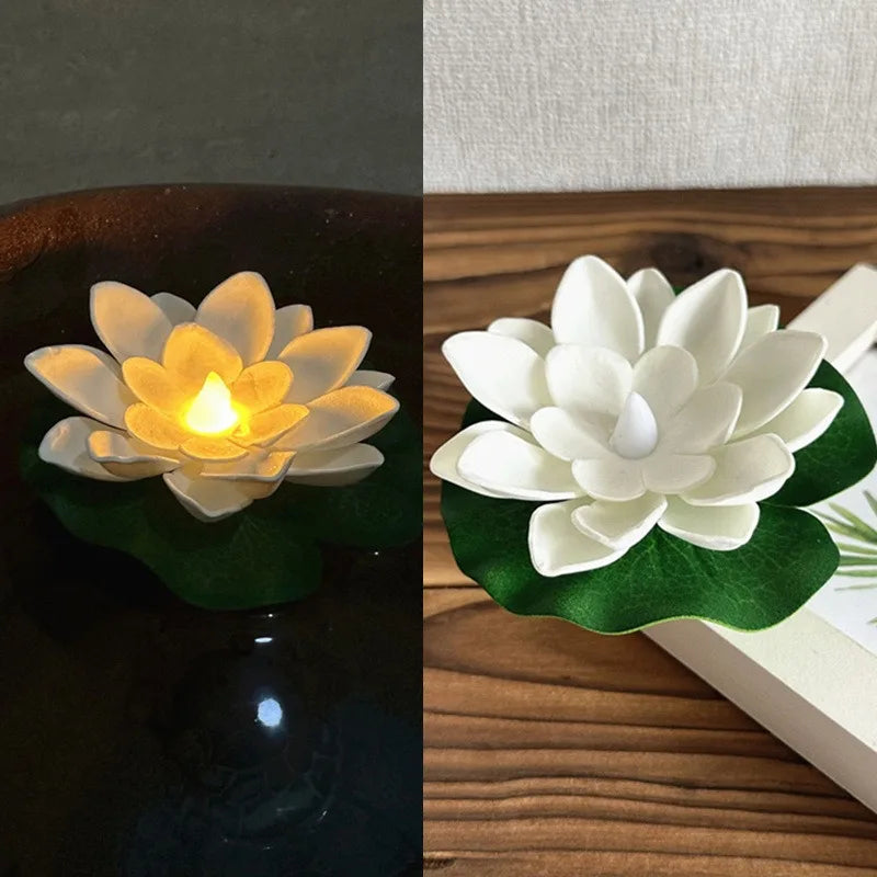Beautiful Water Lily Pond Table Lamp with LED Light