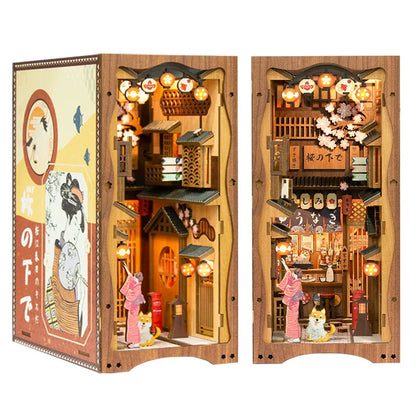 Mini Wooden Dollhouse Book Shelf Kit Cozy Library Decor