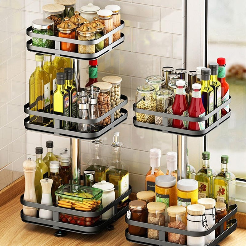 Adjustable 360 Rotating Shelf Storage Rack