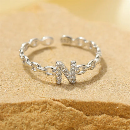 Elegant Initial Diamond Letter Ring