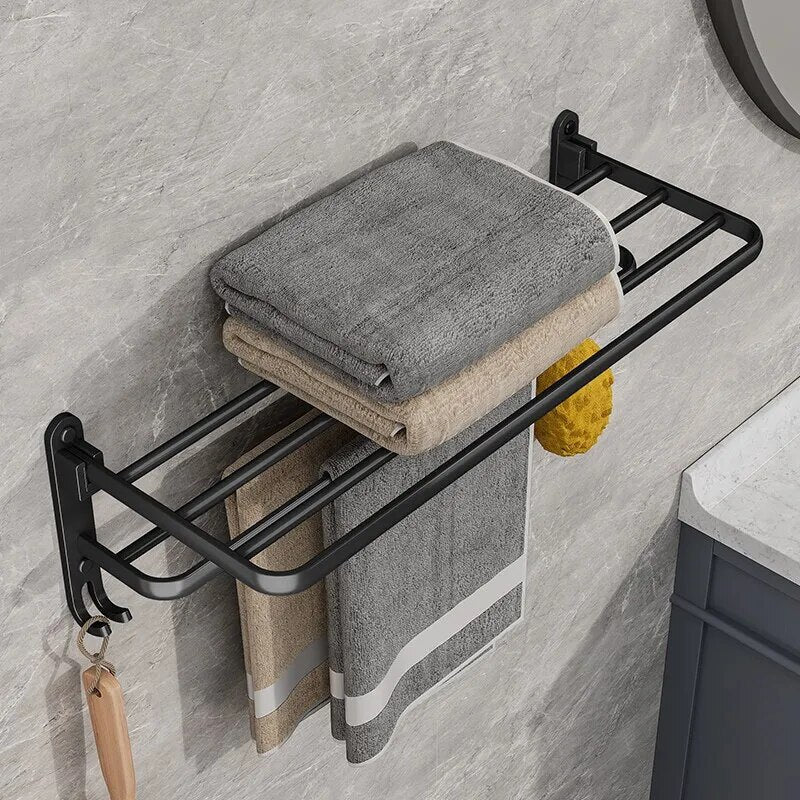 Compact Foldable Aluminum Towel Holder