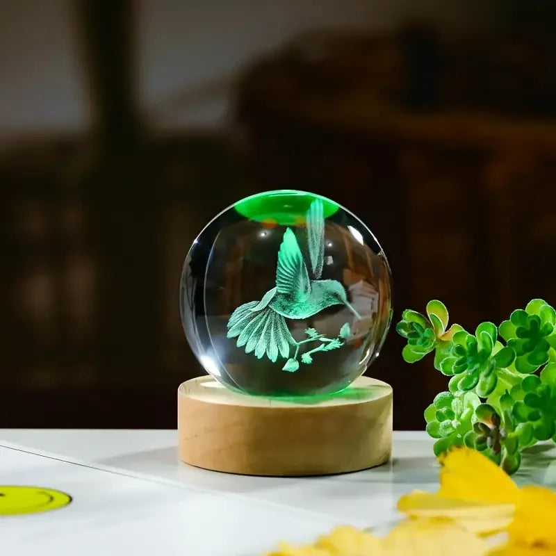 Vibrant Glass Sphere Ornament with LED Light Base