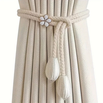 Decorative Drapery Tiebacks 2pc with Flower Clips - Luxicro